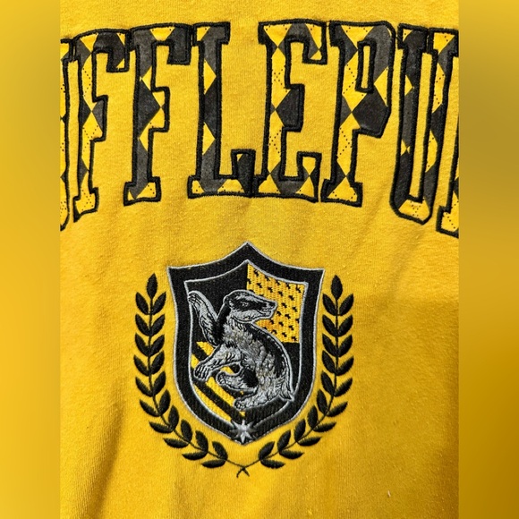 Wizarding World Harry Potter Hufflepuff Unisex Knit Argyle Yellow Crewneck Sz M - Picture 2 of 4